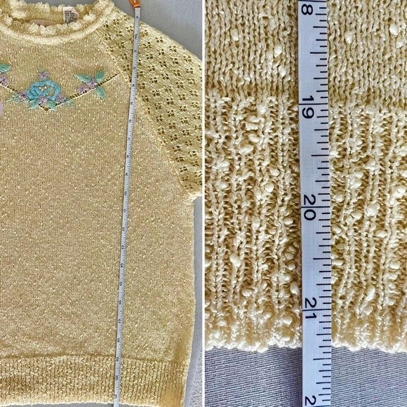 Vintage Yellow Sweater Embroidered M - Picture 6 of 8